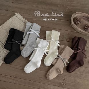 蝴蝶结儿童连裤袜春秋冬新款百搭A类女童打底裤袜女孩无骨连裤袜