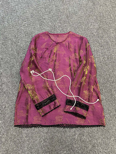 流光溢彩浮光锦上衣新中式国风气质女士高级感紫色圆领衬衫