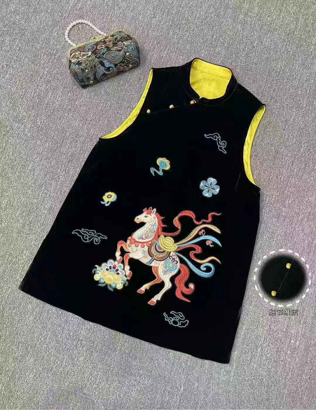 真丝丝绒绣花马马甲新中式国风圆领盘扣气质百搭显瘦减龄上衣,女装/女士精品,上衣,淘宝优惠券,粉丝福利购,淘宝优惠卷