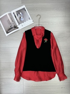 真丝丝绒手工定珠V领马甲新中式国风盘扣立领外套女宽松显瘦上衣