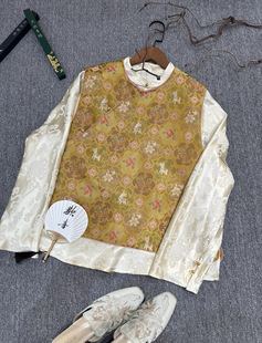 小马宝莉茶香云锦马甲新中式 国风提花马甲外套面料提花绸缎锦