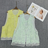 薄款 马甲夏季 马夹 国风女装 重工艺满绣桑蚕丝拼珠链马甲新中式