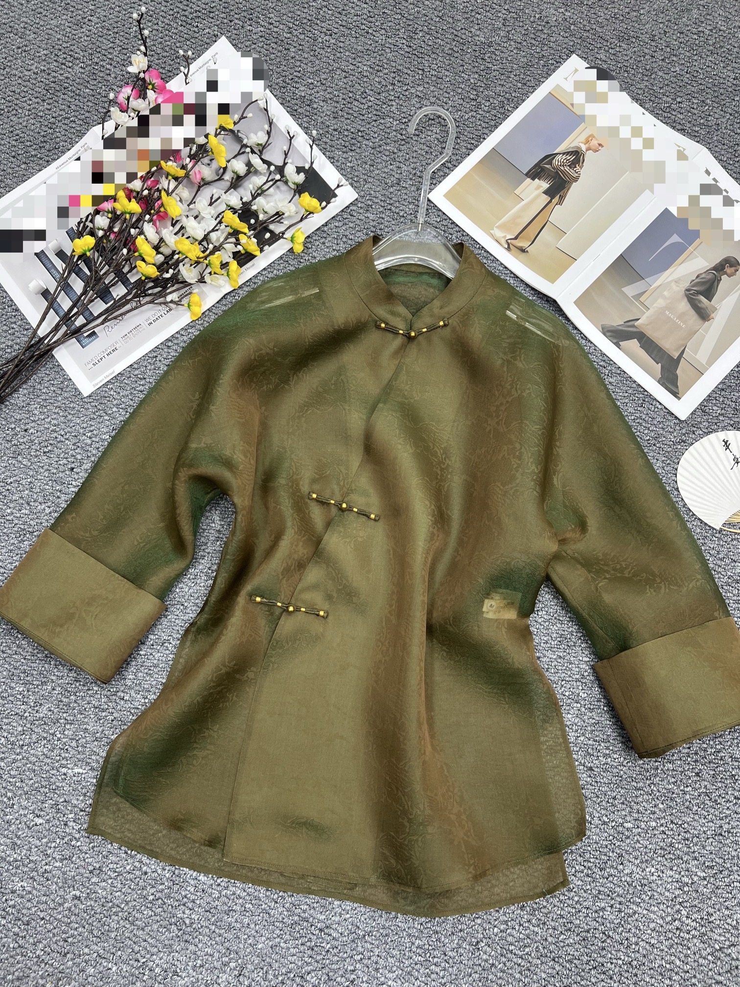 异色欧根缎提花打底色织双色工艺新中式国风盘扣真丝提花上衣,女装/女士精品,上衣,淘宝优惠券,粉丝福利购,淘宝优惠卷