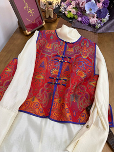 人丝织锦缎提花新中式马甲女2026早春新款年轻款国风叠穿上衣