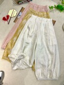 子 女休闲裤 祥云裤 子前拉链后松紧撞色设计宽松显瘦九分直筒哈伦裤