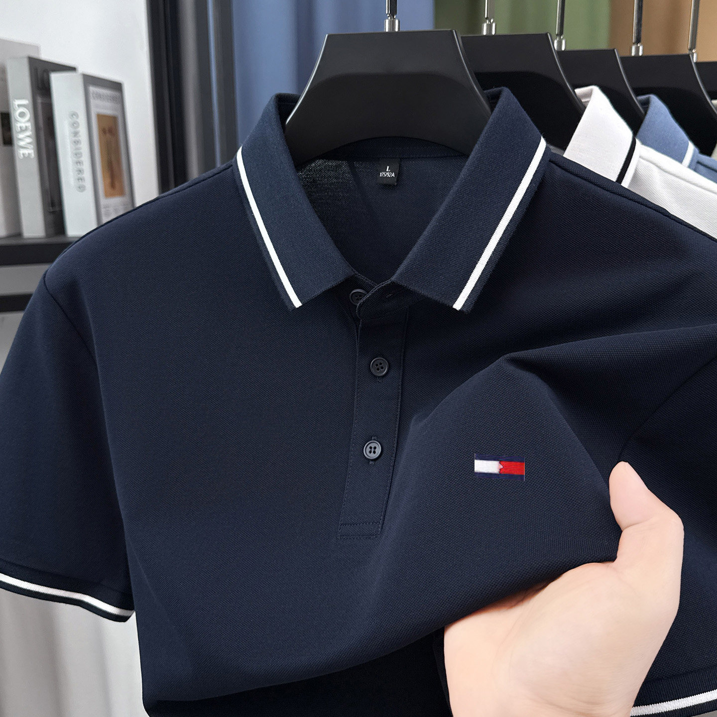 美国正品汤米纯棉短袖T恤男 2026夏季新款宽松翻领刺锈休闲POLO衫