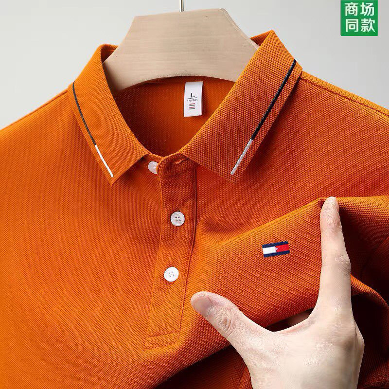 美国正品汤米纯色短袖POLO衫男士翻领珠地棉商务休闲锈花t恤上衣
