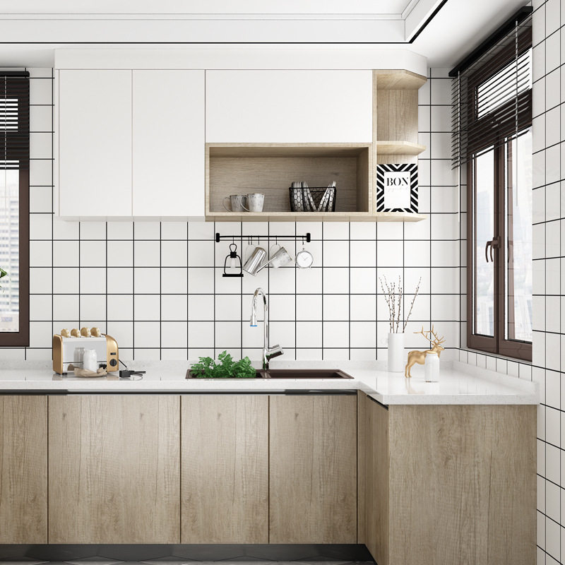 厨房防油贴纸防水耐高温防火自粘加厚瓷砖翻新壁纸防潮背景墙贴