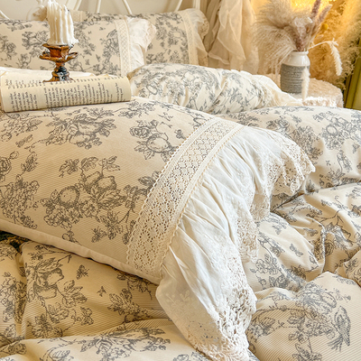 法式田园风AB版蕾丝花边轻奢枕套