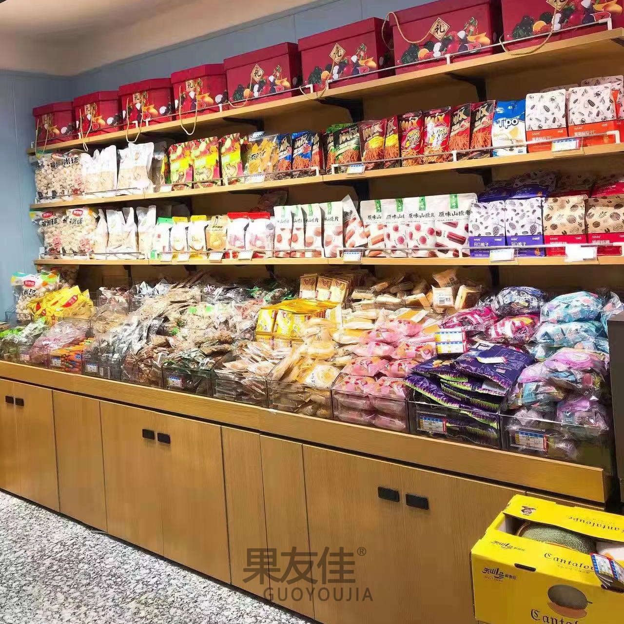超市散称零食货架展示架便利店小食品多层货柜干果散货糖果中岛柜