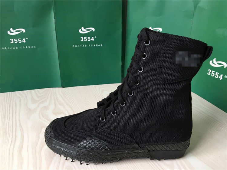 3554黑色高腰作训鞋 男女户外帆布鞋轻便透气 保安鞋