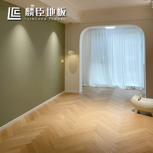 橡木奶油风纯三层人字拼Enf环保