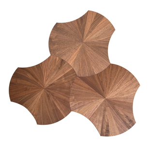 黑胡桃橡木大荷叶拼花实木多层全桦基材柳叶异形大树叶拼花木地板