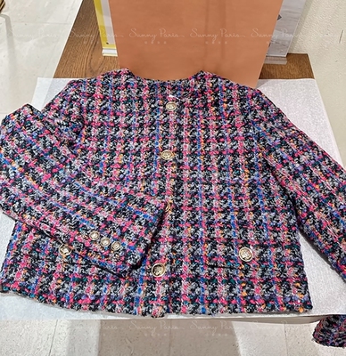 23秋冬新款SD法式优雅圆领格纹小香风粗花呢外套+半裙SFPVE00873