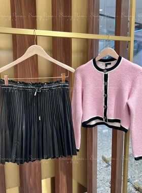【新春胶囊系列】24春夏新款MJ法式甜美黑色百褶半身裙MFPJU01140