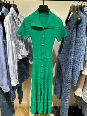 24春夏S法式甜美时尚多巴胺修身长针织连衣裙2色