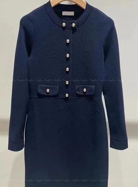 25春夏S@NDRO法式通勤纯色圆领长袖修身针织连衣裙SFPRO04070