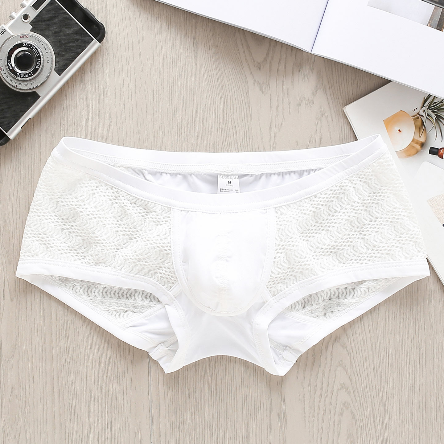 SEOBEAN/希宾男士低腰性感 内裤蕾丝网纱半透明 情趣镂空青年透气,女士内衣/男士内衣/家居服,男平角内裤,淘宝优惠券,粉丝福利购,淘宝优惠卷