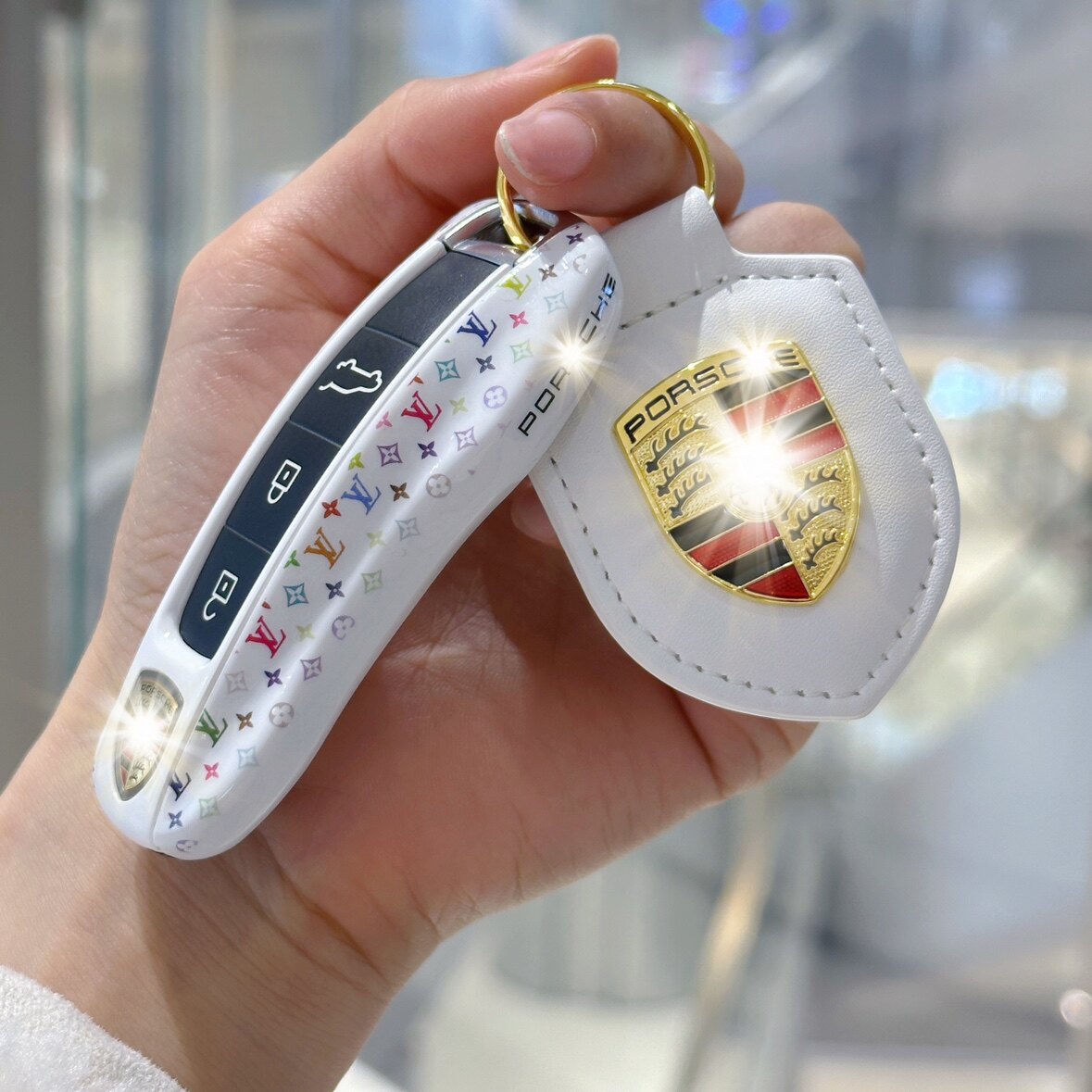 保时捷帕拉梅拉卡宴macan911taycan718男女生女神款钥匙壳包套扣