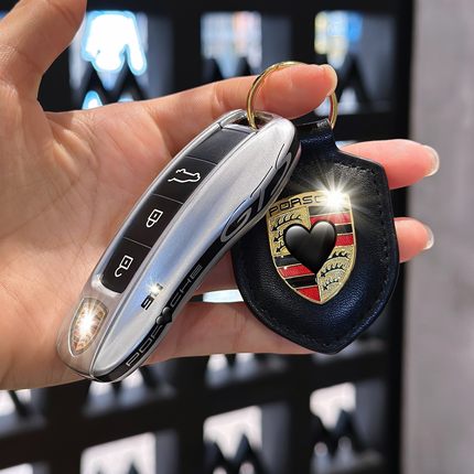 适用于保时捷钥匙壳Macan718卡宴帕拉梅拉992Taycan911钥匙扣套包