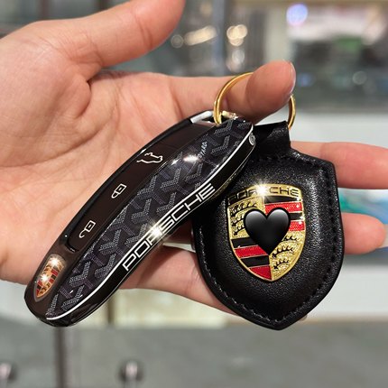 保时捷新款panamera卡宴钥匙壳扣包macan718taycan911盖子改装件