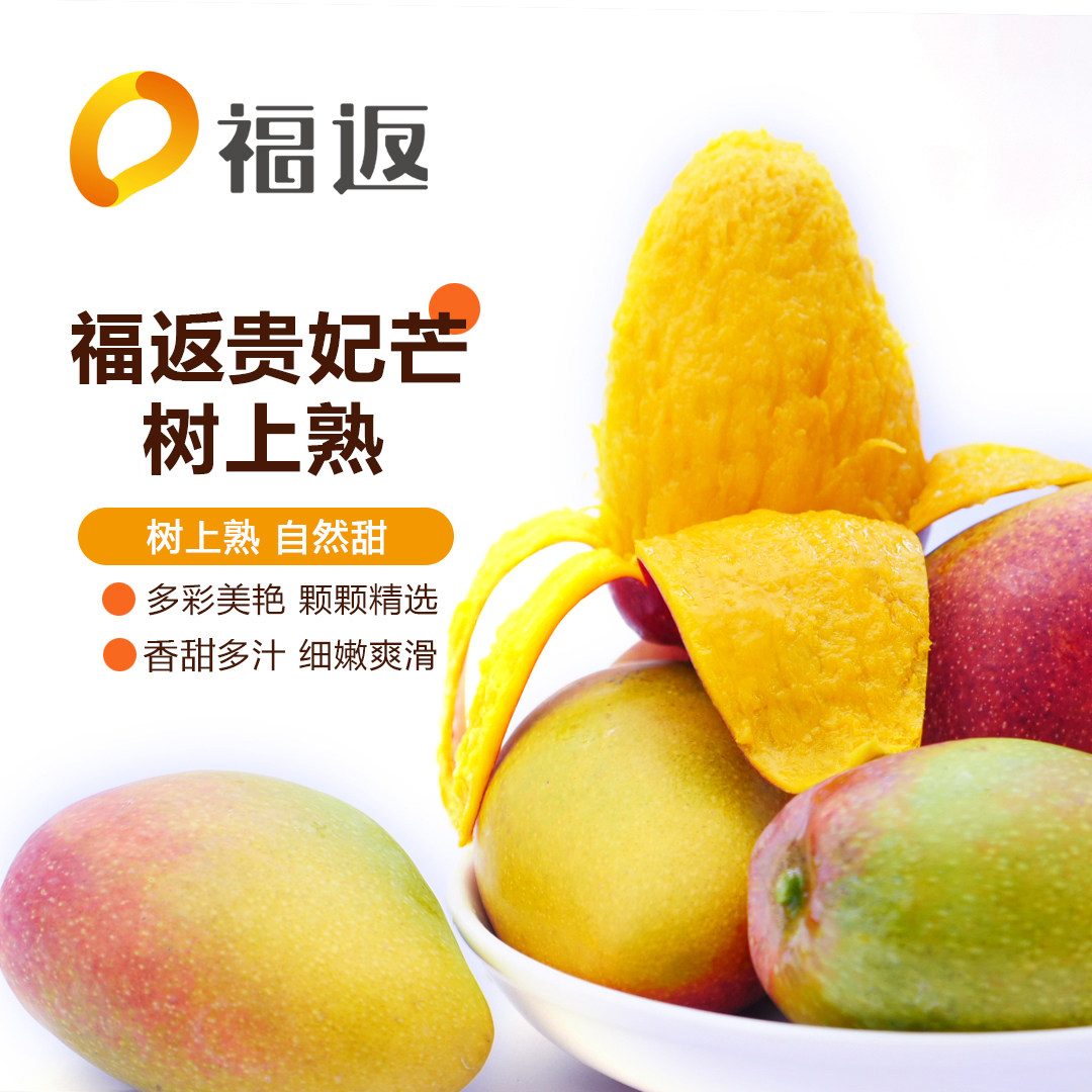福返树上熟贵妃芒4斤海南三亚芒果红金龙礼盒新鲜水果顺丰包邮