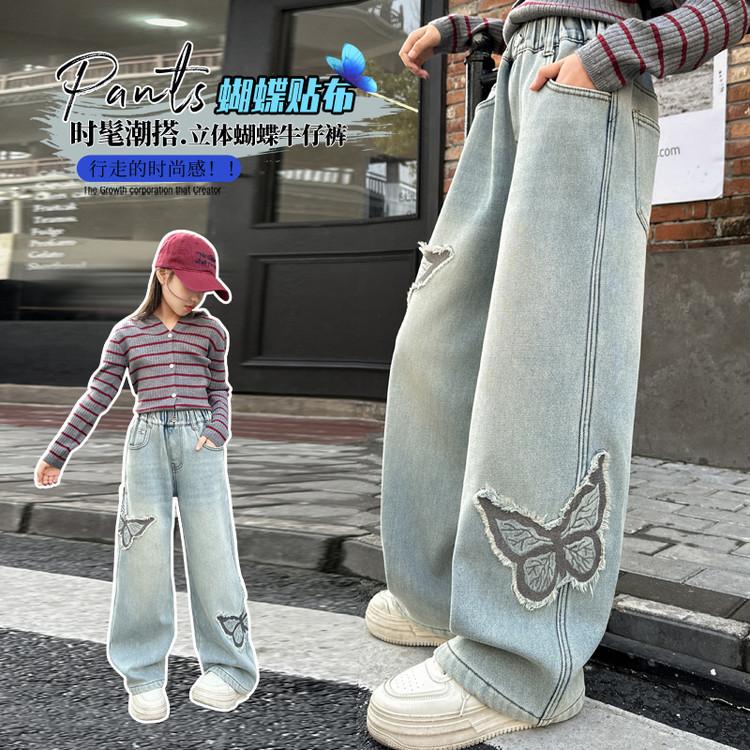 女童牛仔裤春秋款直筒裤