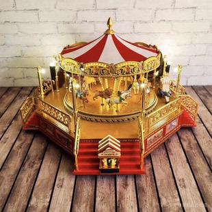 美国Mr.Christmas旋转木马音乐八音盒女生女孩儿童生日圣诞节礼物