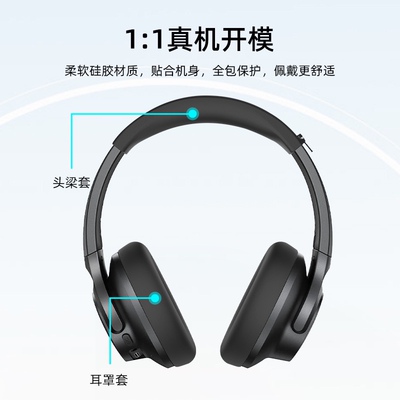 适用安克Anker Life Q20/Q20+/Q20i/Life2硅胶耳帽头梁保护套防摔