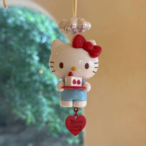 正版少女kitty凯蒂车载平安喜乐挂饰可爱汽车后视镜挂包包挂车挂