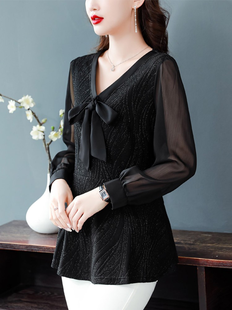 宽松型通勤套头长时尚气质上衣