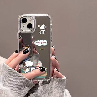 阳光旅游史努比适用三星s25Edge手机壳镜面s23fe新款s24+/s22创意s21小众a55a15a16卡通a54a34a35a53防摔a56