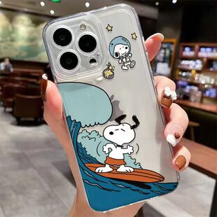 可爱冲浪史努比适用三星s24ultra手机壳硅胶s23+/s22卡通s21/s20fe保护套note20情侣款a55a54a25a24防摔a35