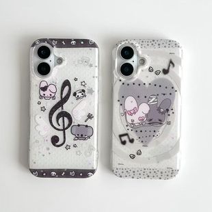 音乐符号双生兔适用三星A56手机壳硅胶A55A54A53A52可爱A17A16A15A14简约s25ultra小众s23fe新款 防摔s22 s24