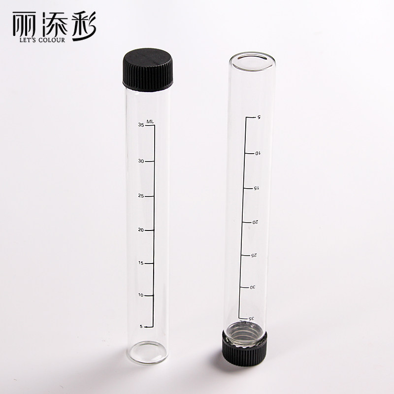 丽添彩35ml带盖透明玻璃试管平底耐高温化学实验燃烧器材20*160mm图片