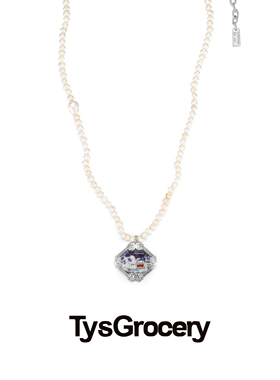 TysGrocery 23 PRAY 回忆影像方窗宝石珍珠项链