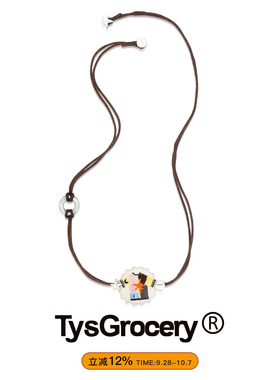 TysGrocery 25 饼干吊坠手绘陶瓷皮绳项链