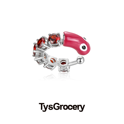 TysGrocery 23 Faux2 珐琅卡通蛇珠宝戒指 开口戒