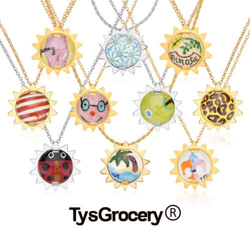 TysGrocery 25 太阳镶嵌手绘陶瓷项链