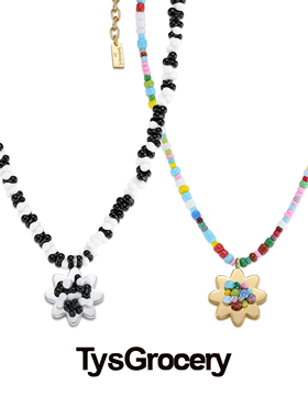 TysGrocery手工钉珠串珠花朵项链