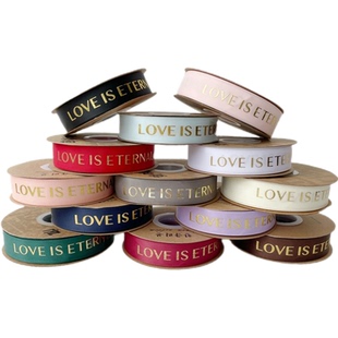 2.5cm烫金螺纹丝带鲜花蝴蝶结绑带蛋糕礼品装 饰缎带绸带布带彩带