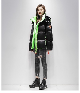 潮牌欧货短款亮面200克羽绒服女冬季新款时尚韩版白鸭绒