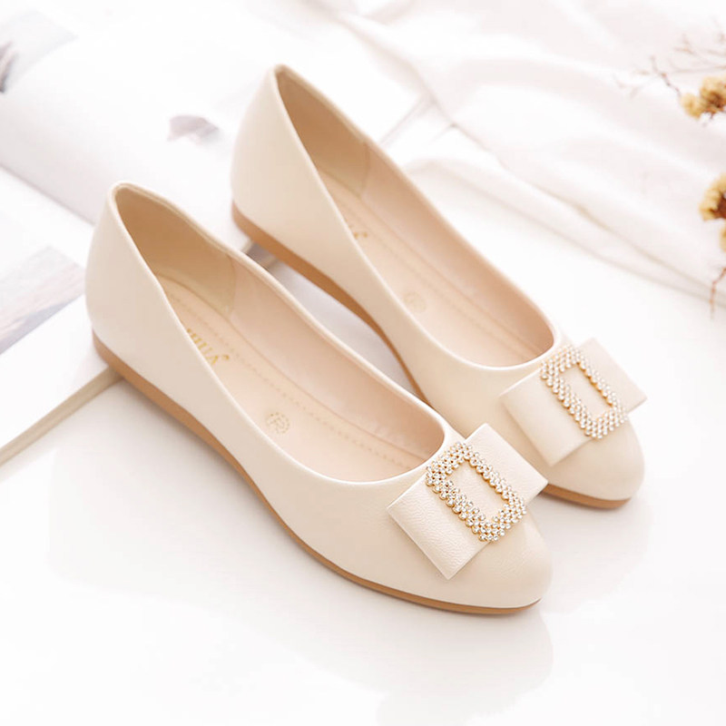 平底鞋女2025新款春秋女鞋百搭浅口妈妈鞋软皮豆豆鞋软底防滑单鞋,女鞋,浅口单鞋,淘宝优惠券,粉丝福利购,淘宝优惠卷