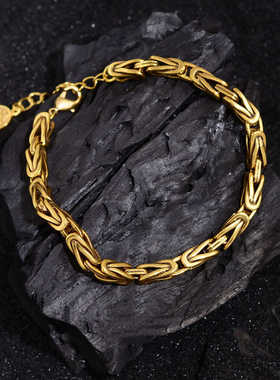 个性气质古金色龙骨手链中国风