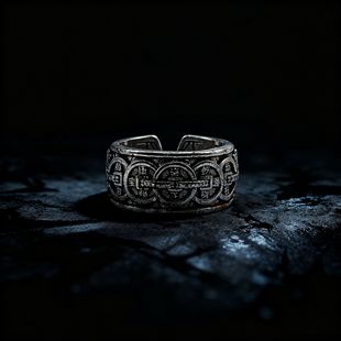 双龙五帝铜钱币戒指男士复古小众个性时尚百搭原创设计感开口指环