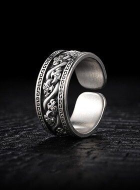 螭龙纹戒指高级感国潮风个性小众