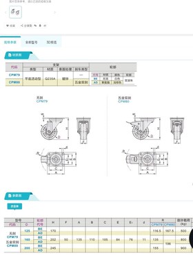 超重载万向轮79工业脚轮/CPM80-D125/D160/200-AD/BE