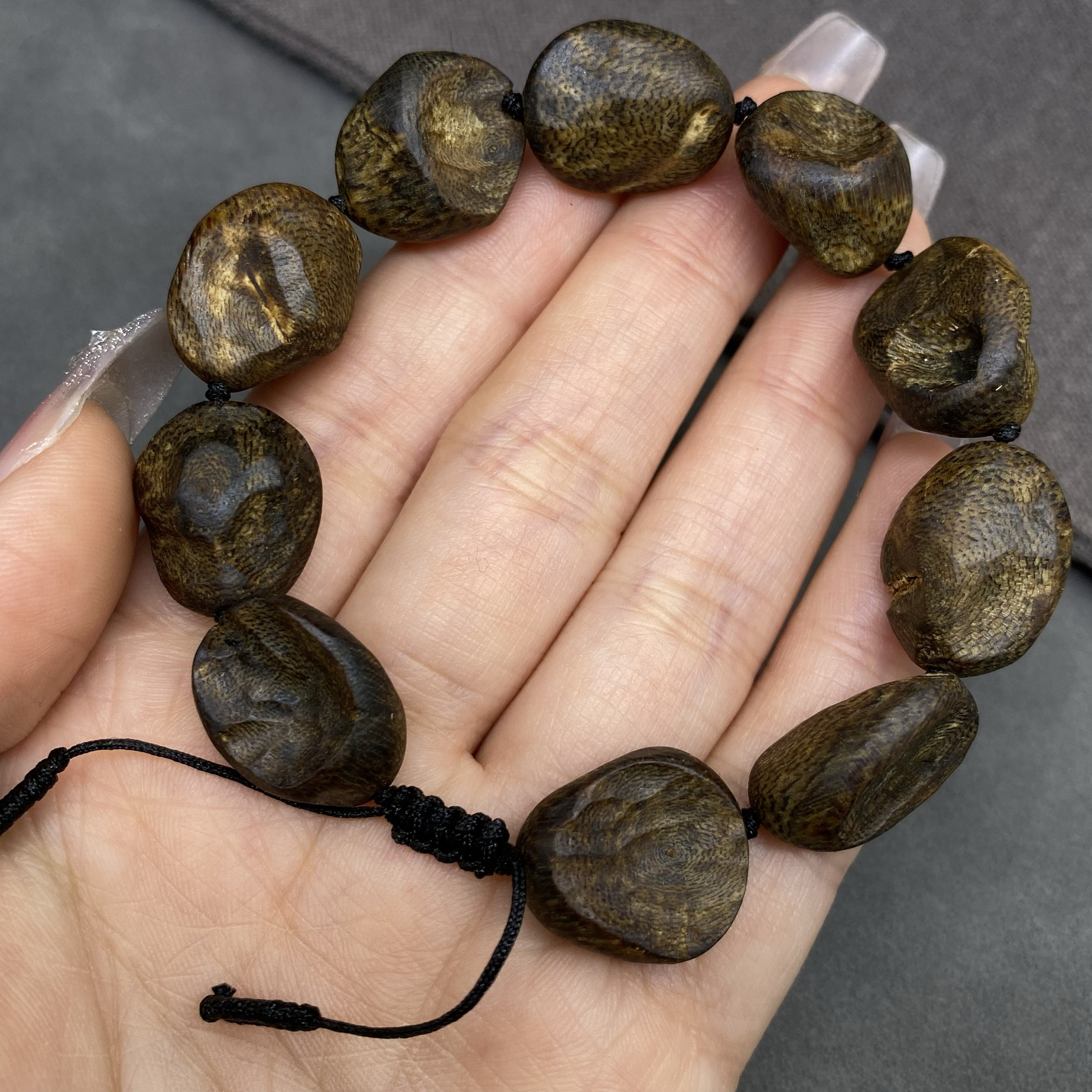 树丁包头棋楠大串 新款绳子可伸缩形手串 老料香味浓郁棋韵凉香