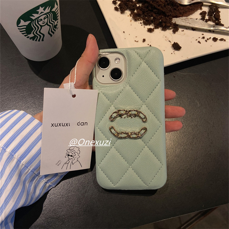 Onexuzi菱格高级小羊皮适用15promax苹果13手机壳iPhone14pro小香风12防摔潮米白网红16promax