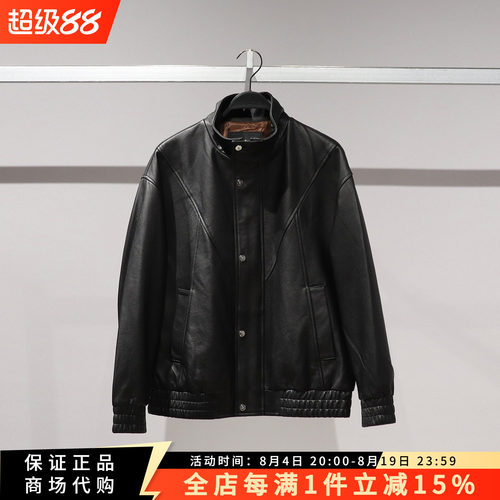 太平鸟男装宽松皮衣外套